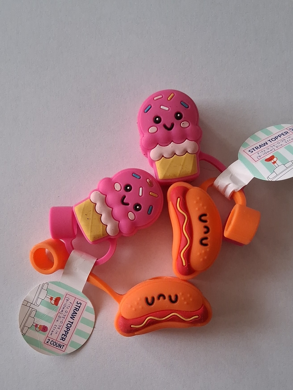 Ice Cream Cone & Hot Dog Straw Toppers